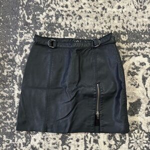 Free People Black Faux Leather Mini Skirt